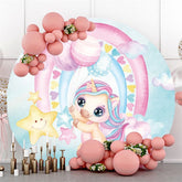 Runden Niedlich Einhorn Stern Baby Dusche Hintergrund Für Party